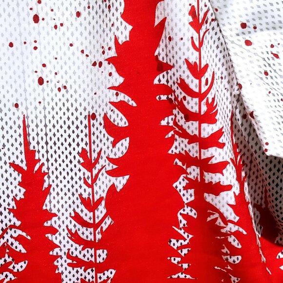 Exclusive Women's Shirt XXL Red White Forest Dotted Print Long Sleeve Blouse - Picture 5 of 11